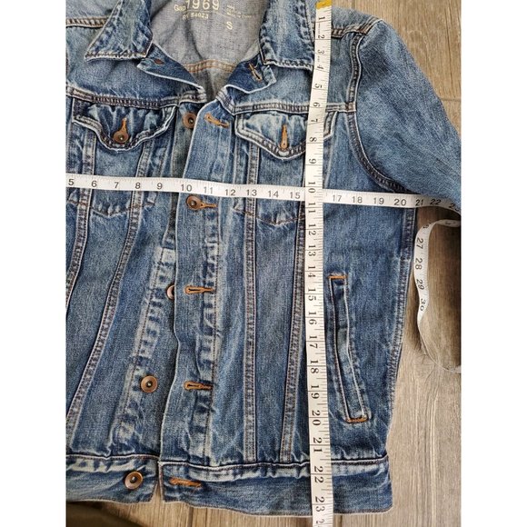 Gap 1969 Jean Jacket Mens Small Blue Denim Trucker Medium Wash 4 Pockets - Picture 3 of 6